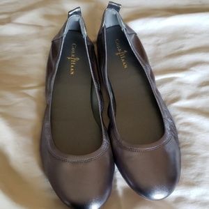 Cole Haan Never worn gray metallic Cole haan flats
